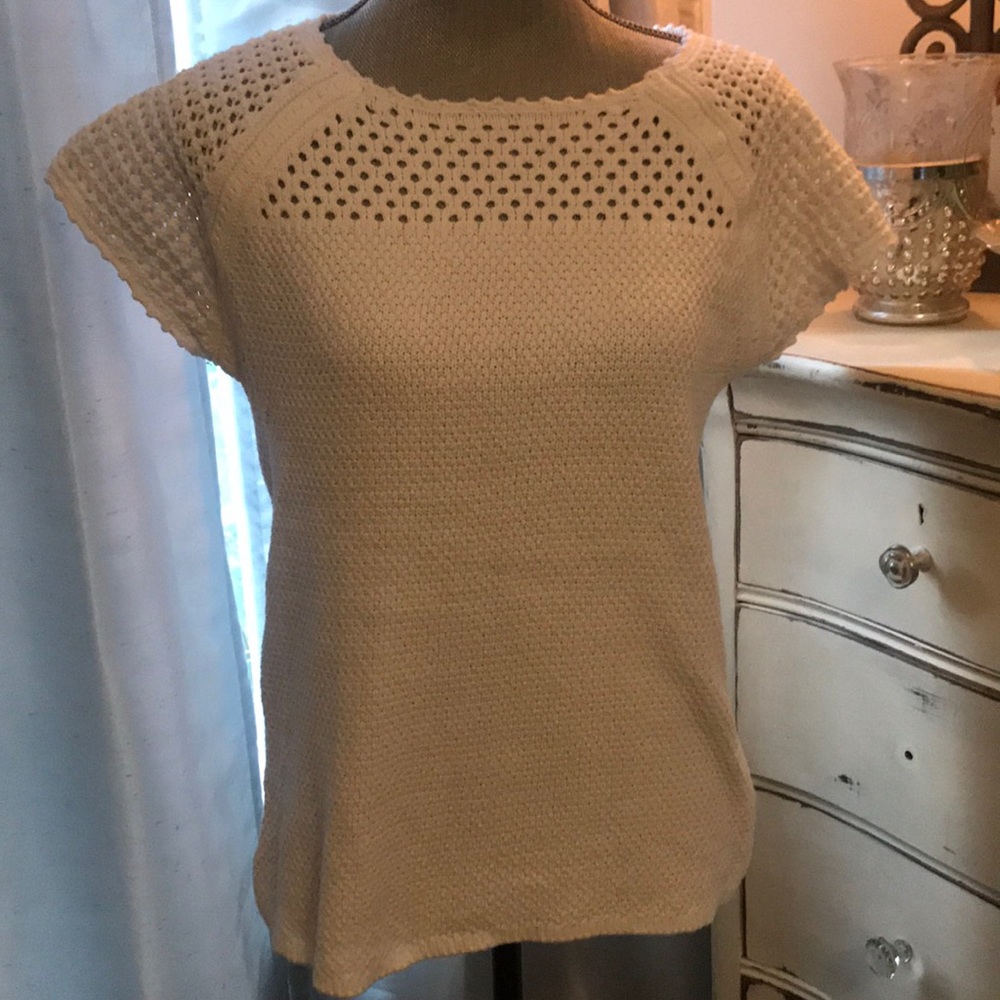 LOFT white shirt sleeve sweater